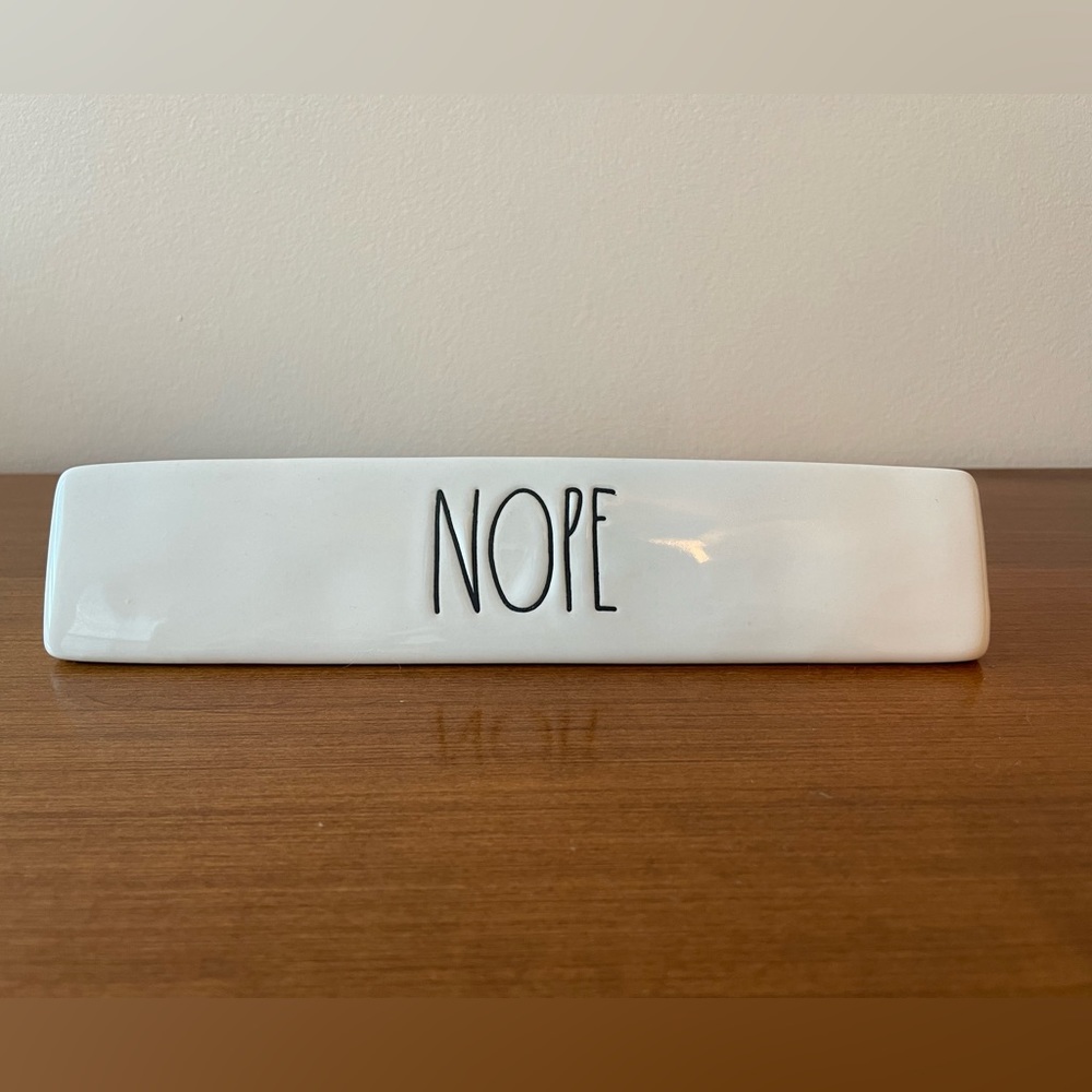 Rae Dunn Name Plate “Nope”